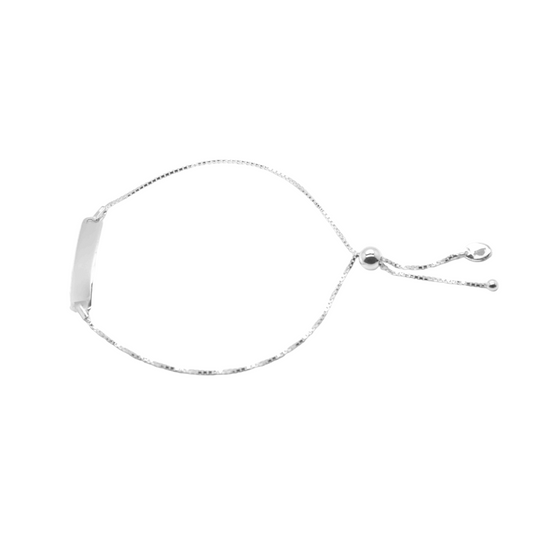 925 Box Link Bracelet with ID Plate
