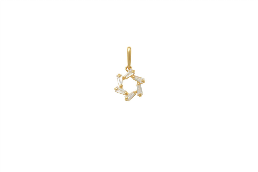9k YG Tapered Baguette CZ Star Pendant 8.5mm