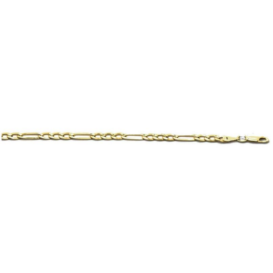 9k YG Italian Solid Figaro 3 x 1 Chain 5.2mm 60cm. Approx 17.85g.