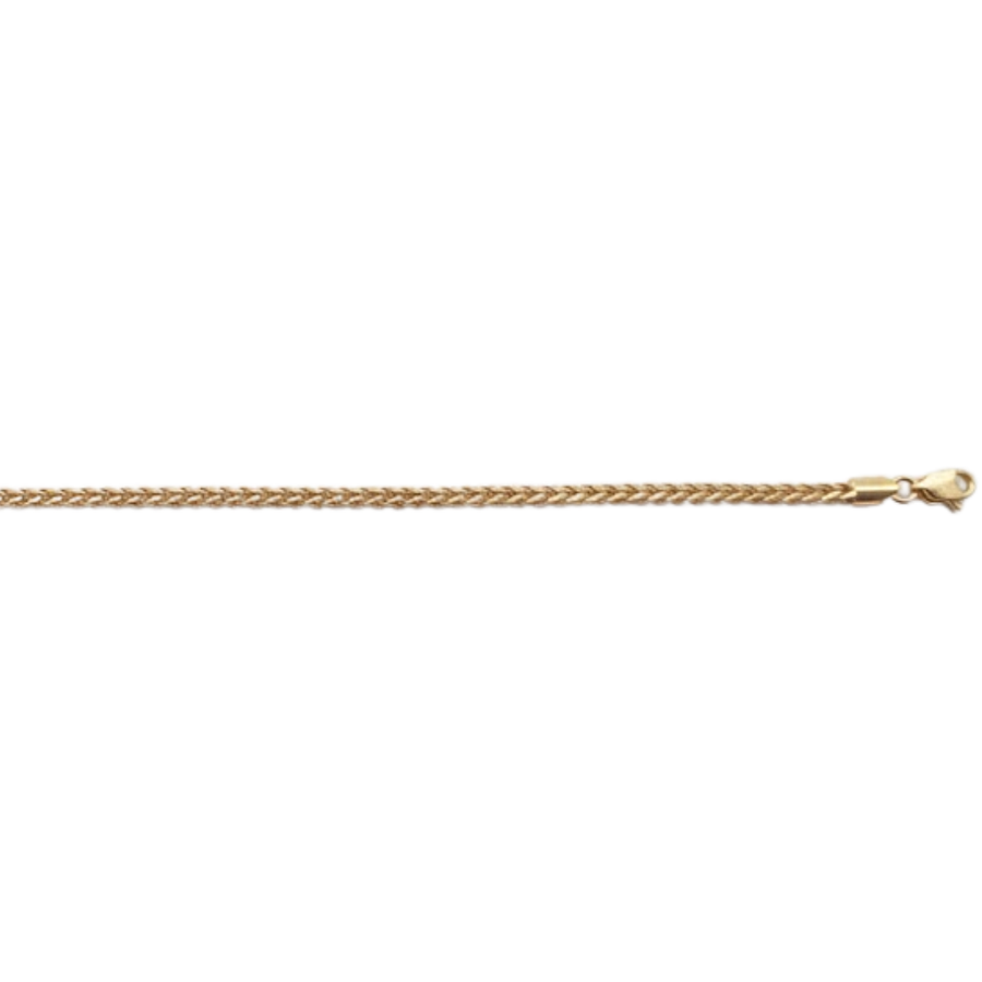 9k YG Square Franco Chain 1.7mm wide 19cm. Approx 1.45g