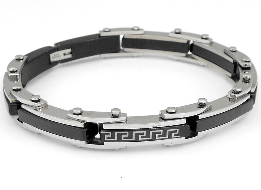 Stainless Steel Bracelet with IP Black and Laser.