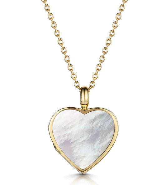 9k YG Mother of Pearl Heart Locket 20mm