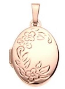 9k YG German Polished Engraved Oval Locket 16x21mm