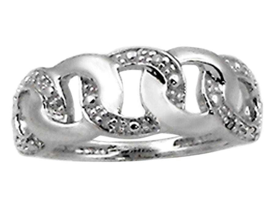 9k WG Circle Diamond Ring  8D = 0.027ct  Size M.