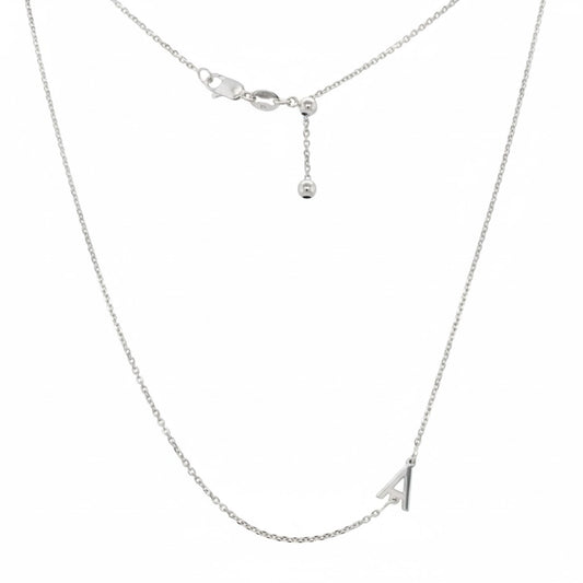 9k WG Diamond Cut Trace Chain 1.1mm Wide with Letter L (6.5x6mm) 45cm with Adjustable Finding
