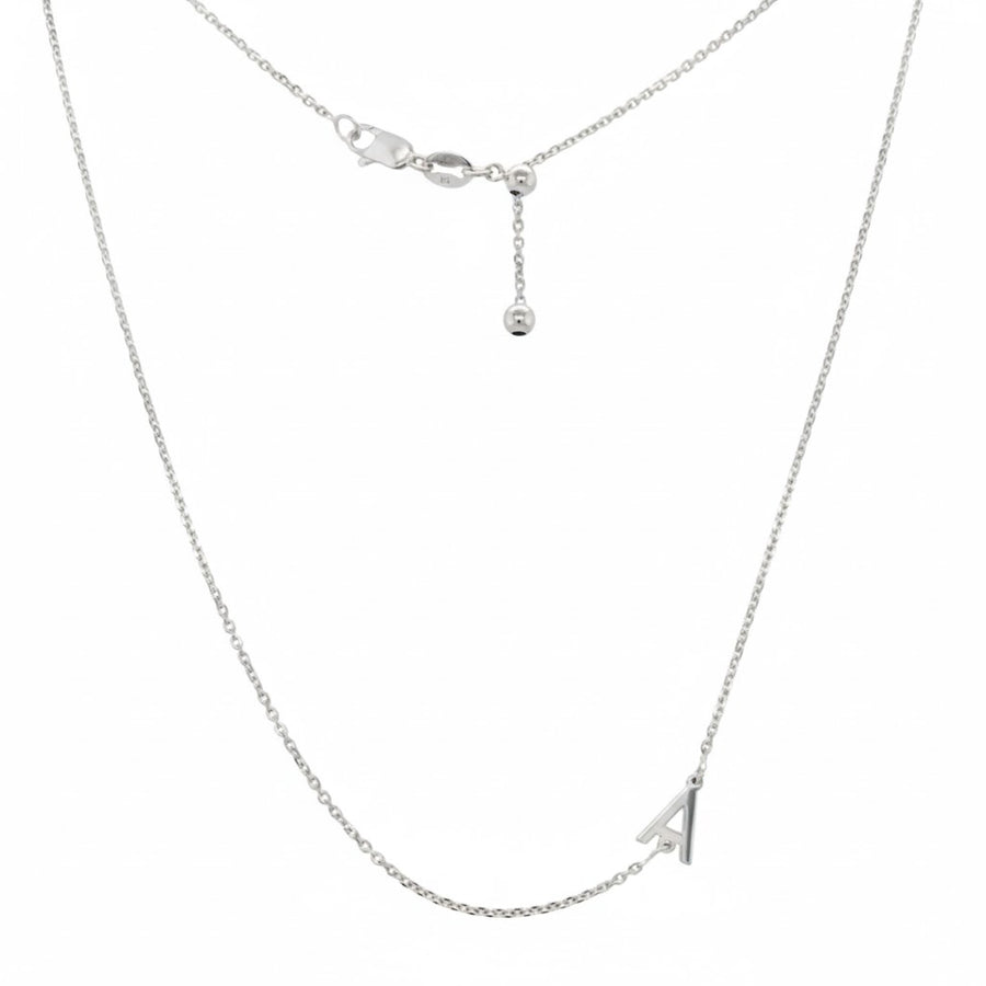 9k WG Diamond Cut Trace Chain 1.1mm Wide with Letter L (6.5x6mm) 45cm with Adjustable Finding
