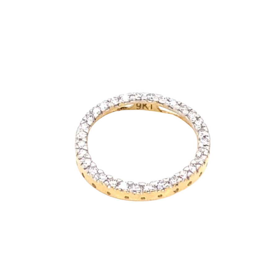 9k YG Diamond Circle Pendant 31D=0.31ct Claw Set . Meas. 19mm