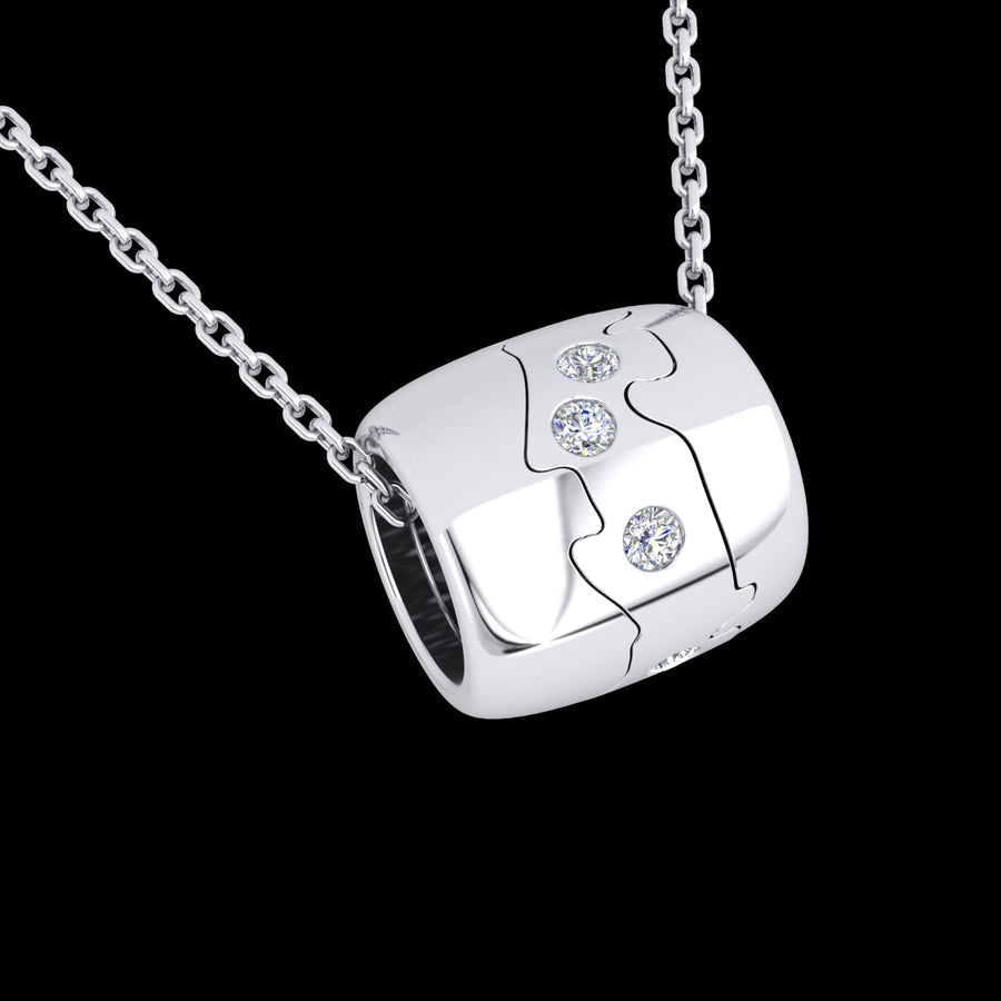 18k WG One Piece Diamond Pendant..Set with 9 Brilliant Cut Diamonds = 0.09ct