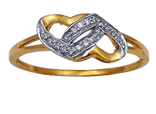 9k YG Dia Dress Ring set with 16D = 0.06ct. Size O