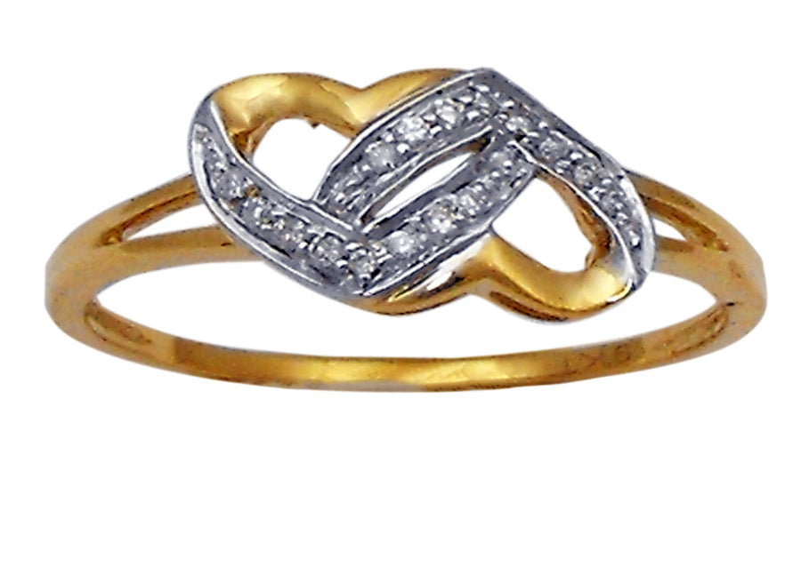 9k YG Dia Dress Ring set with 16D = 0.06ct. Size O