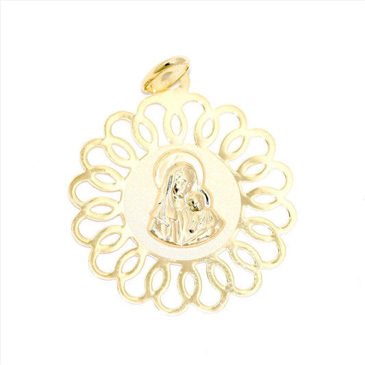 YG Italian Madonna Pendant 23mm wide