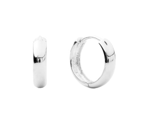 9k WG Round Huggie Earrings 13mm Diameter. Half Round 4.3mm Wide