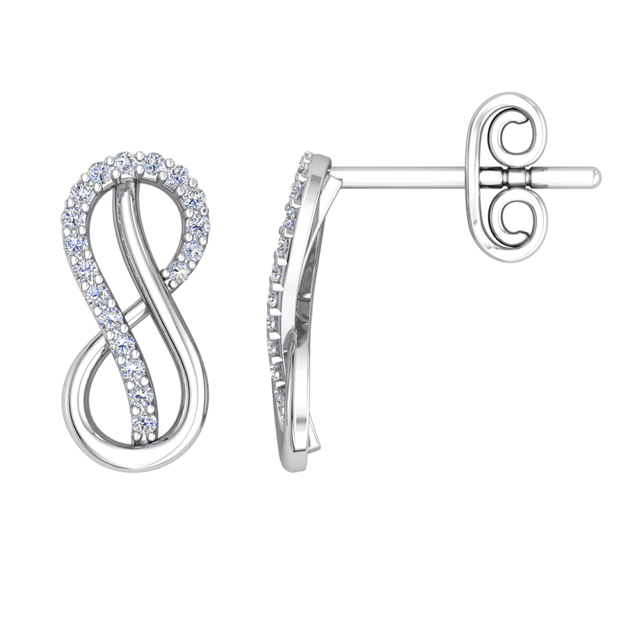9k WG Diamond Infinity Stud Earrings 36D=0.10ct Meas. 11x5mm