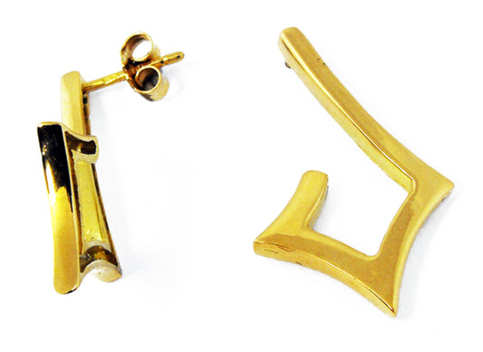 18K YG J Script Studs
