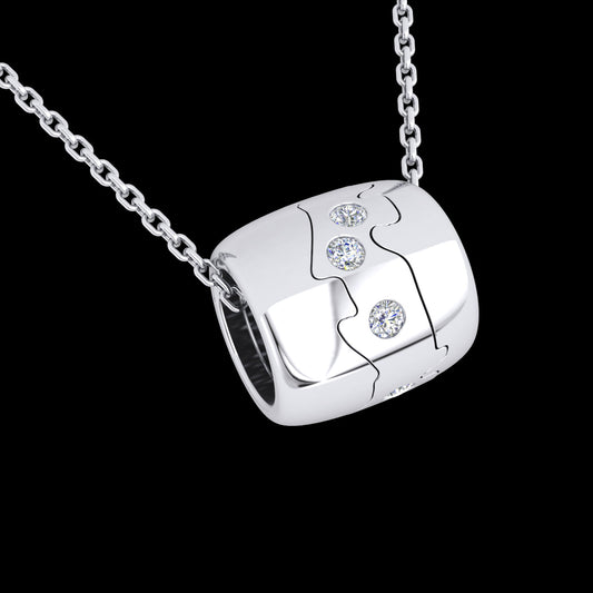 9KDP315 9K WG Barrell Pendant with Diamonds