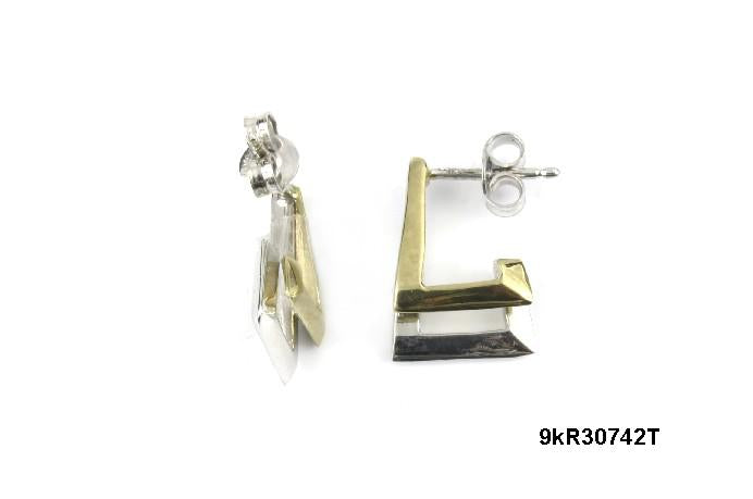 9k 2T U Shape Drop Stud Earrings 16mm x 10mm & 4mm Wide