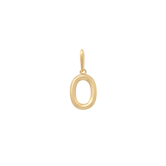 9k YG Block Letter O Pendant. 10.9mm