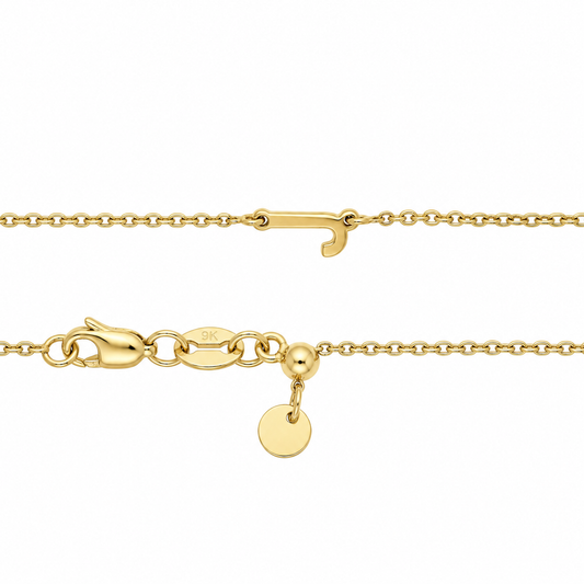 9k YG Letter J Trace Chain (1.1mm)