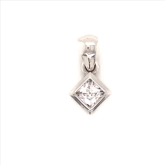 18k WG Square CZ Pendant 9mm