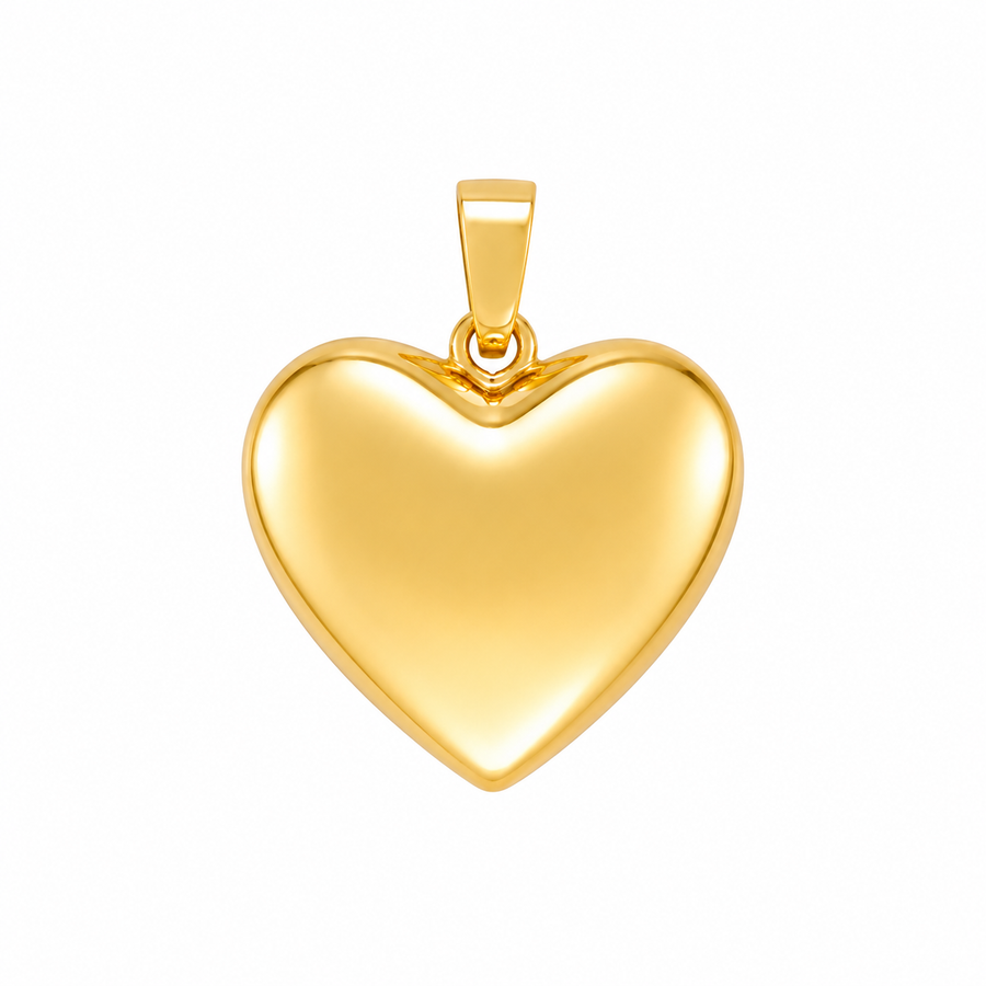9k YG Polished Puff Heart 22mm