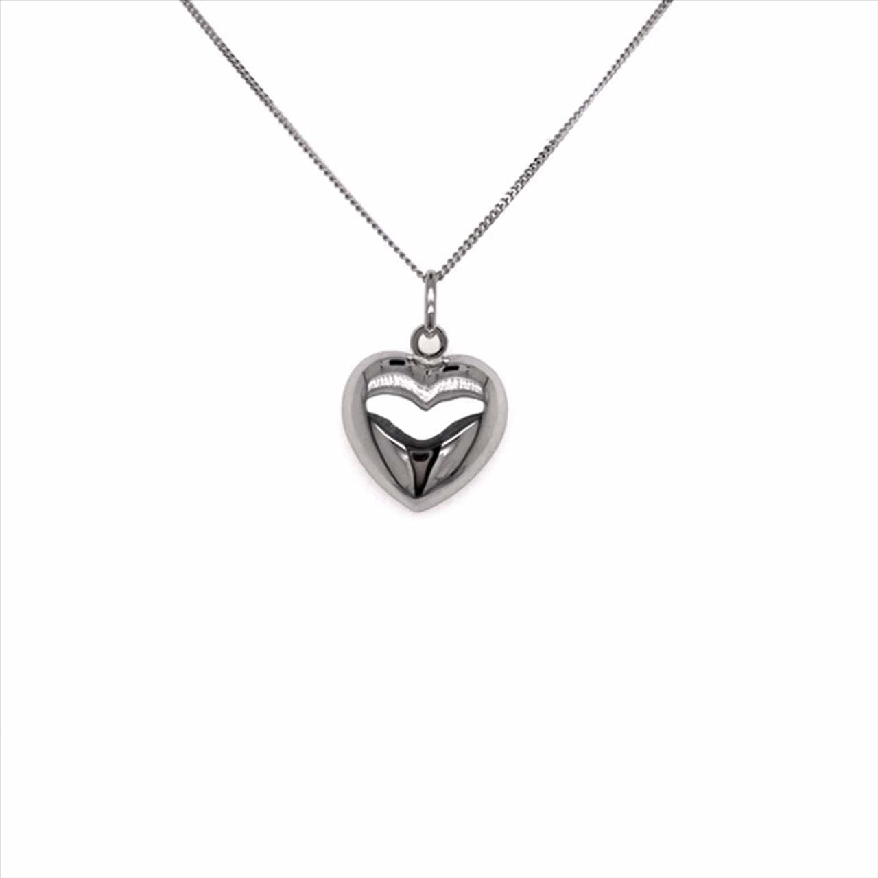 9k WG Italian Hollow Plain Heart Pendant 15mm