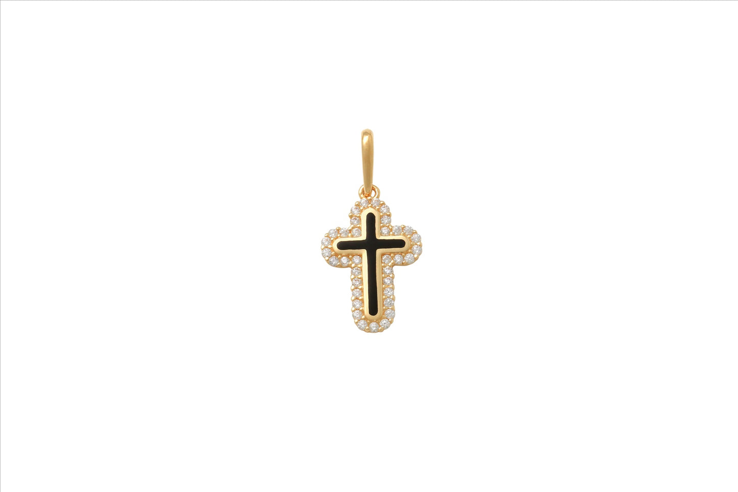 YG Round Edged CZ Cross