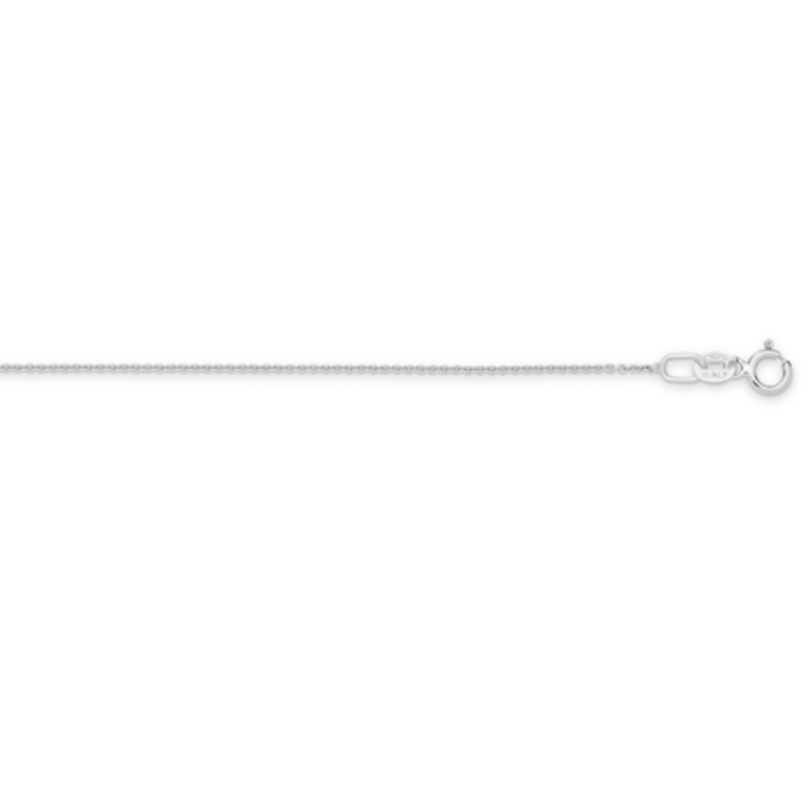 18k WG Italian Solid Oval Link Chain 1mm wide 50cm Approx 1.85g