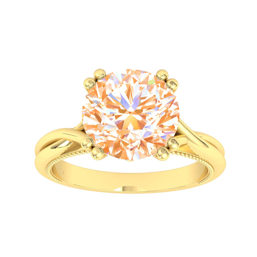 9k YG 4ct Citrine Solitare Ring with Diamonds set on under bezel. 1 Citrine=4.00ct and 6D=0.05ct. Size P