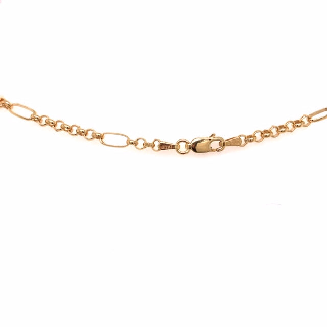 9k YG Italian Solid 1 x 9 Oval & Round Belcher Chain 3.8mm wide 60cm Approx 11.7g