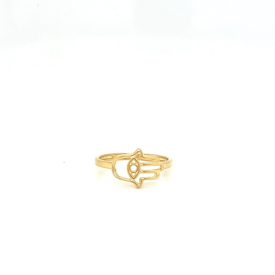 9k YG Hamsa Ring 9.5mm. Size Q