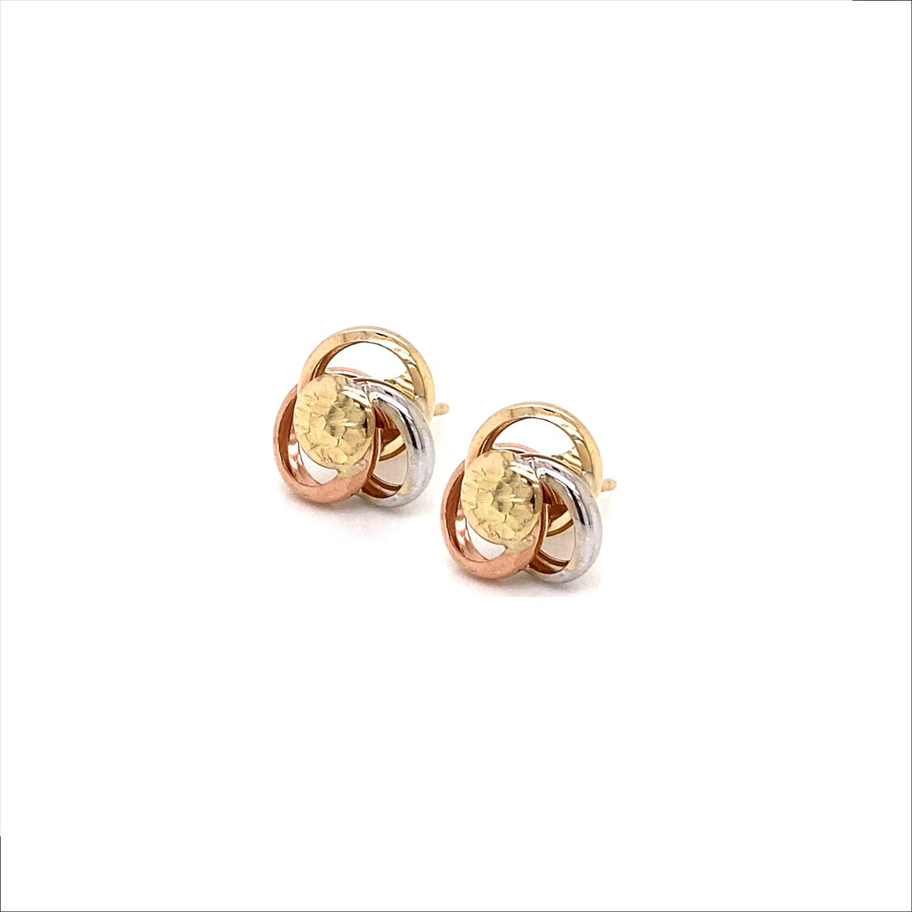 9k 3T Flower Stud Earrings