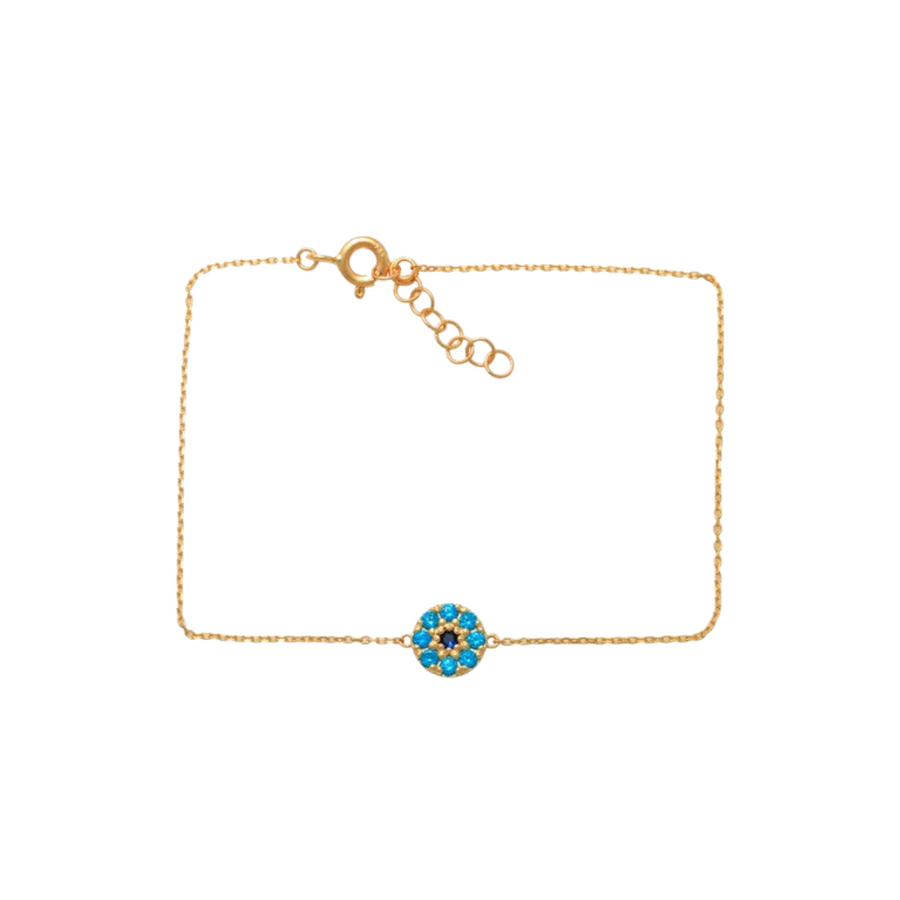 9k YG CZ Circle Pendant with Oval Link Chain 45cm with O-Ring at 42cm