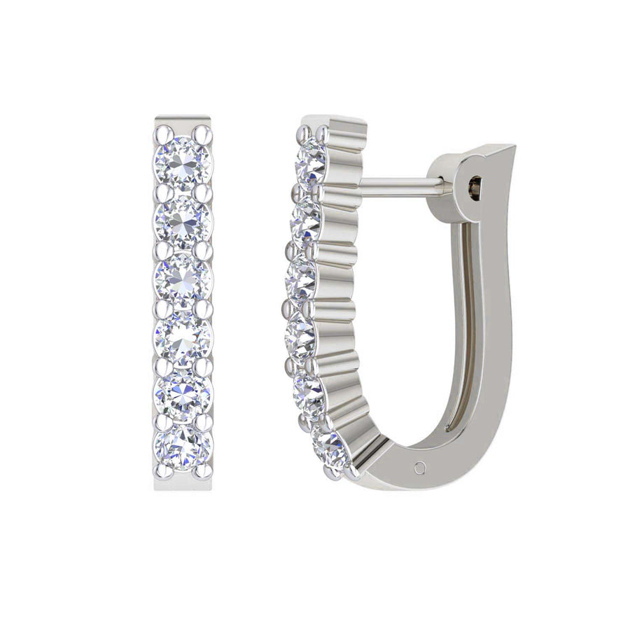 9k WG U-Shaped Diamond Huggie Earrings Earring 12D=0.30ct