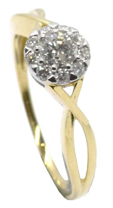 9k 2T Cluster Dress Diamond Ring 10D=0.50ct