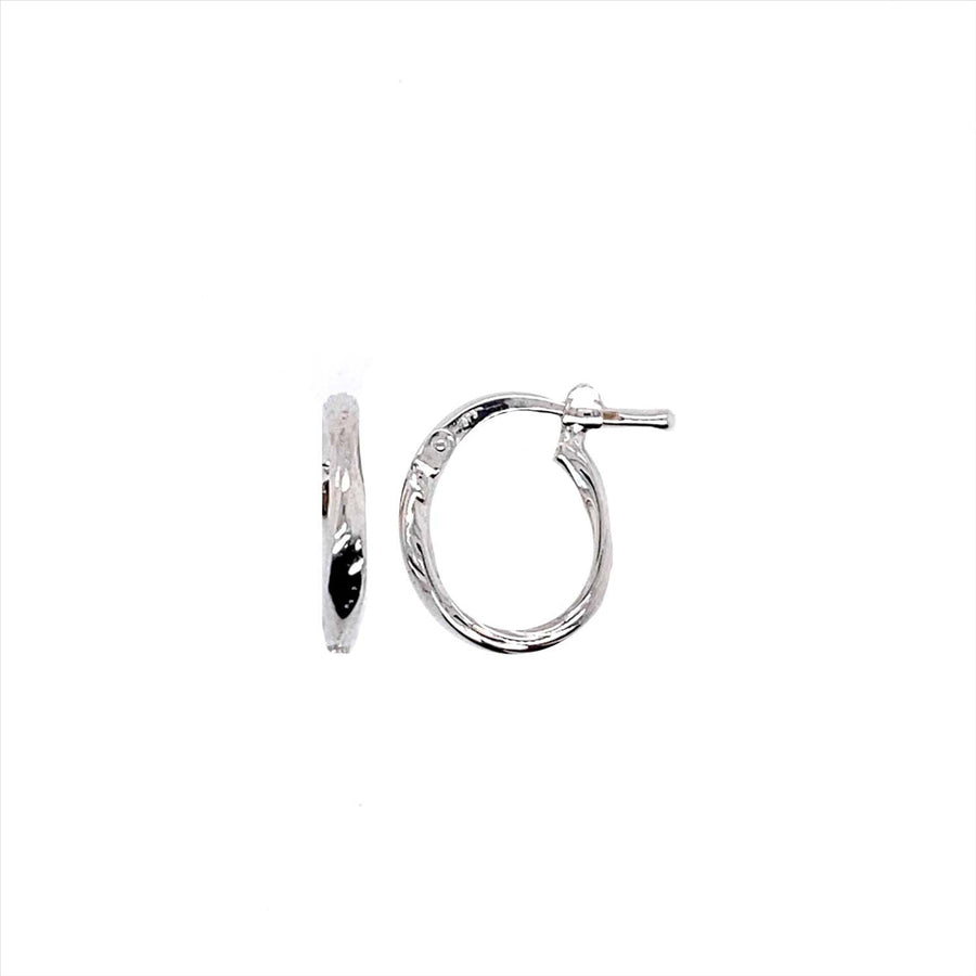 9k WG Oval Twist Hoop Earrings 14x12mm Round Tube 1.7mm Wide