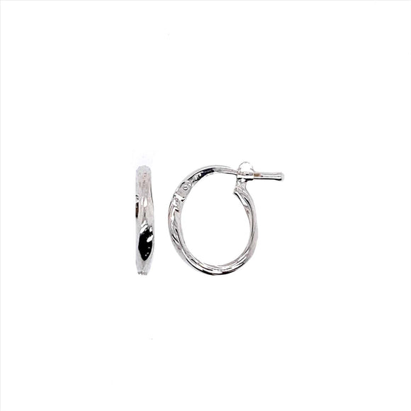 9k WG Oval Twist Hoop Earrings, 1.7mm Wide