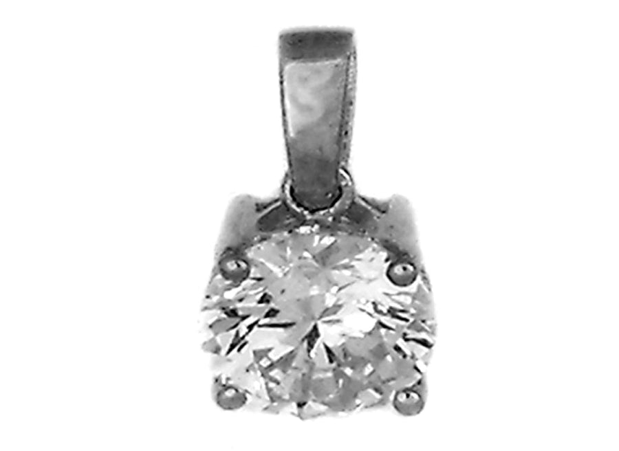9k WG Circle Pendant 4 claw set with 1 CZ 8mm