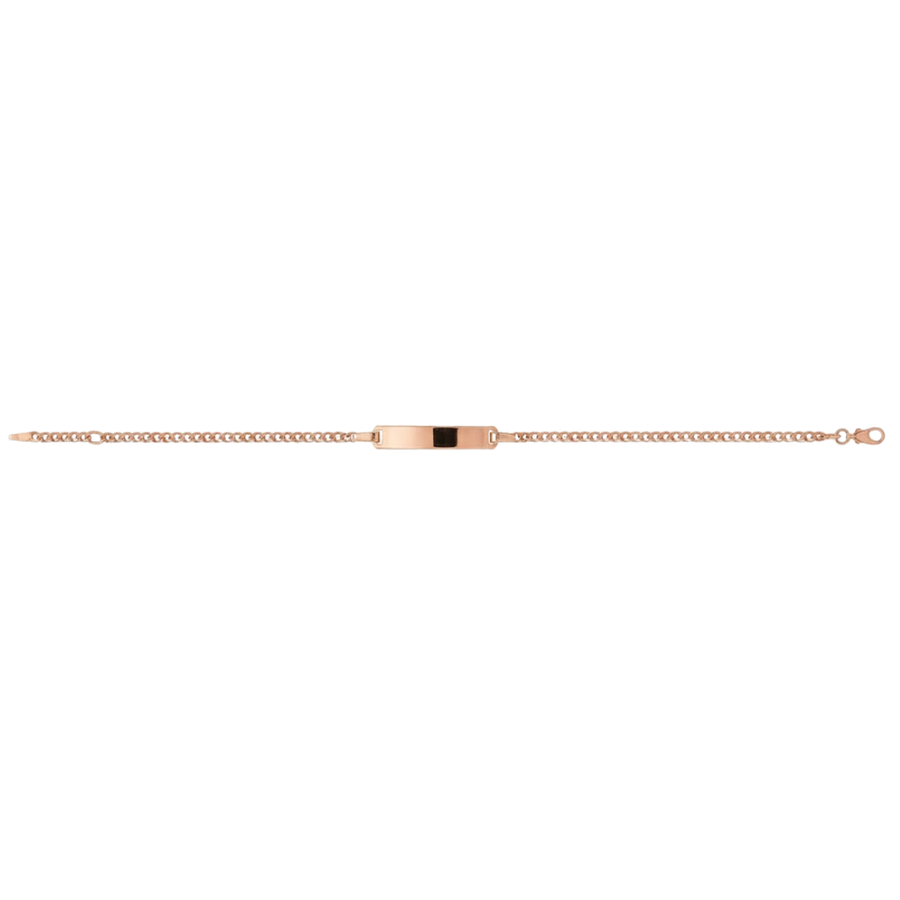 9k RG Italian Solid Flat Curb ID Bracelet 2.6mm wide 19cm . O-Ring at 17cm Approx 3.4g