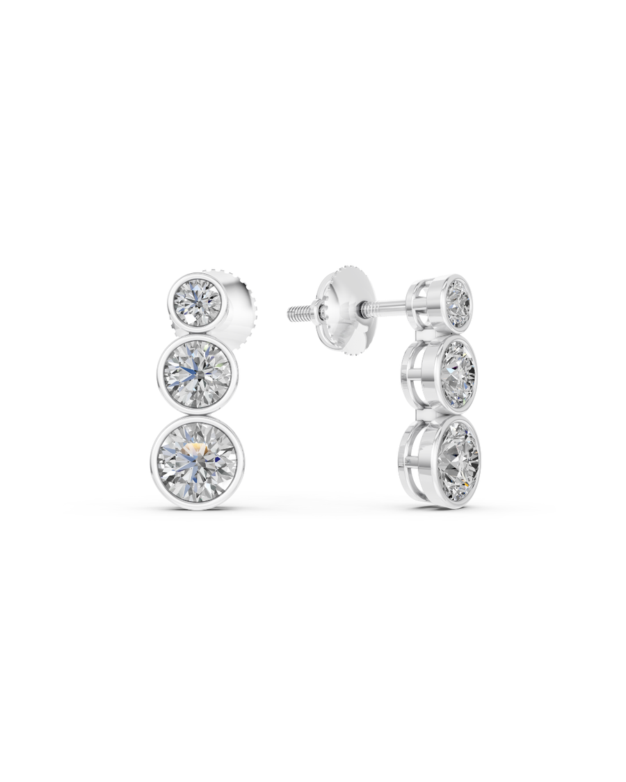 9k WG Bezel Set Lab Diamond Drop Studs 6D=1.87ct