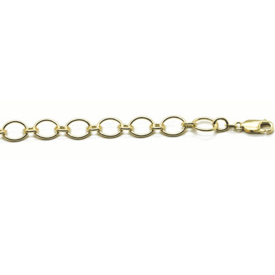 9k YG Italian Solid Bracelet Oval Link 9.8 x 8.1mm 19cm. Approx 8.4g.
