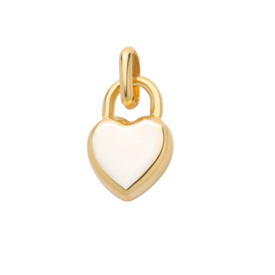 9k YG Hollow Padlock Heart Pendant 15x10mm