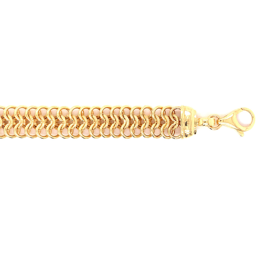 9k YG Fancy 10.5mm Hollow Bracelet 20.5cm