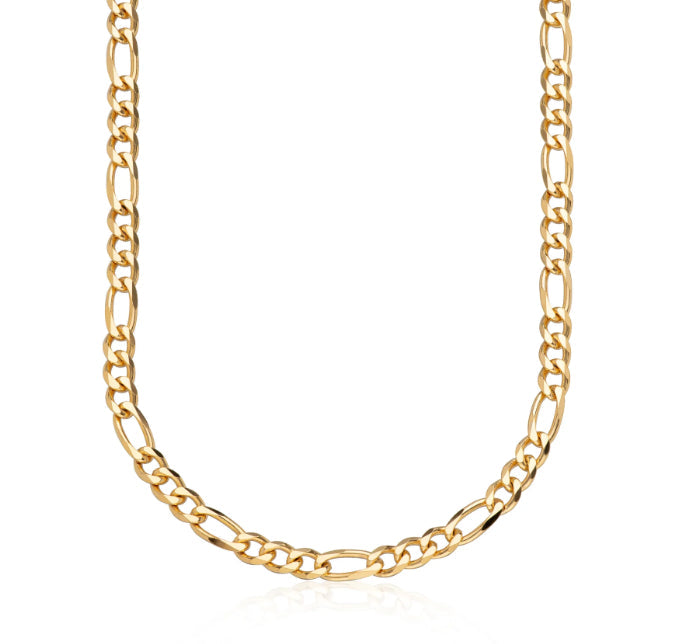 9k YG Solid 1x3 Figaro Chain  9.5mm wide  75cm  Approx 140.08g.