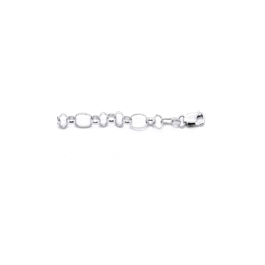 9k WG Italian Solid 1 x 5 Oval & Round Belcher Chain 5.3mm wide 45cm . Approx 13.1g