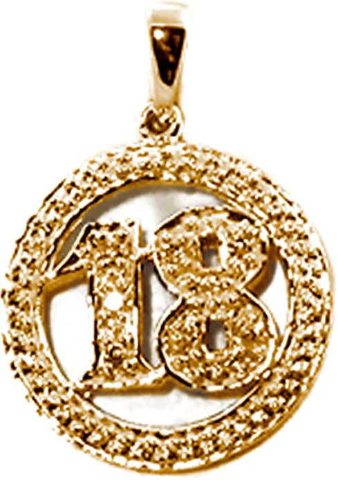 18k YG Diamond 18 Circle Pendant 7D=0.04ct Grain Set . Meas. 15mm