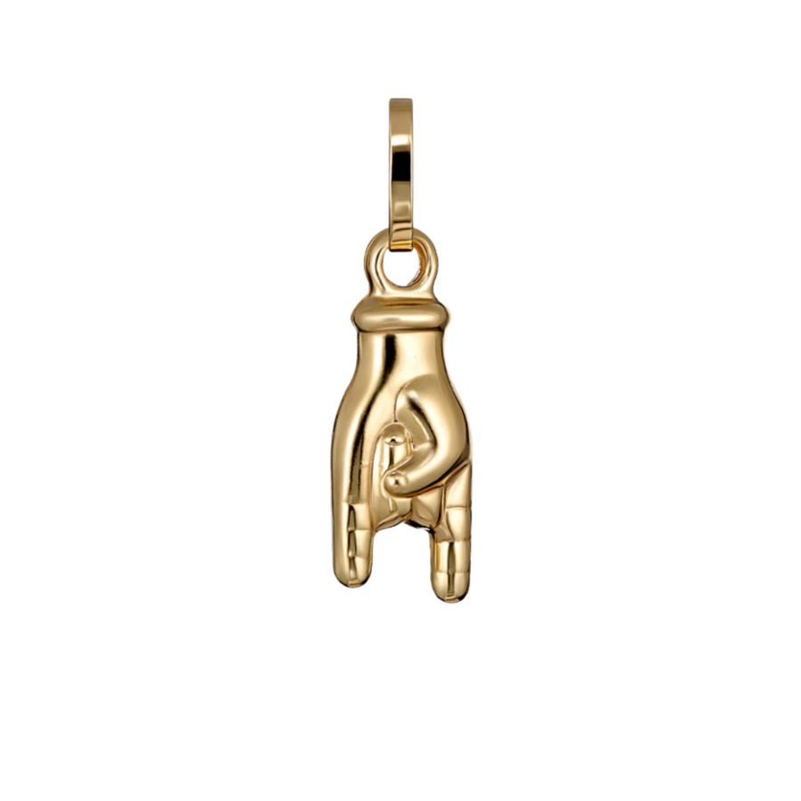 9k YG Hollow Hand Pendant, 15mm