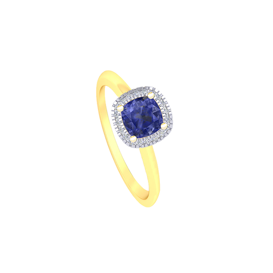 9k YG 5x5mm Tanzanite and Diamond Ring Size P 1Tanz=Approx 0.70ct 20D=0.06ct