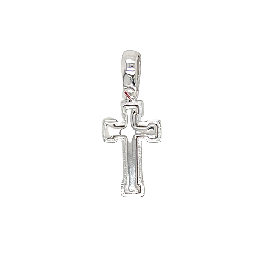 9k WG Italian Solid Cross Pendant 17mm x 10mm