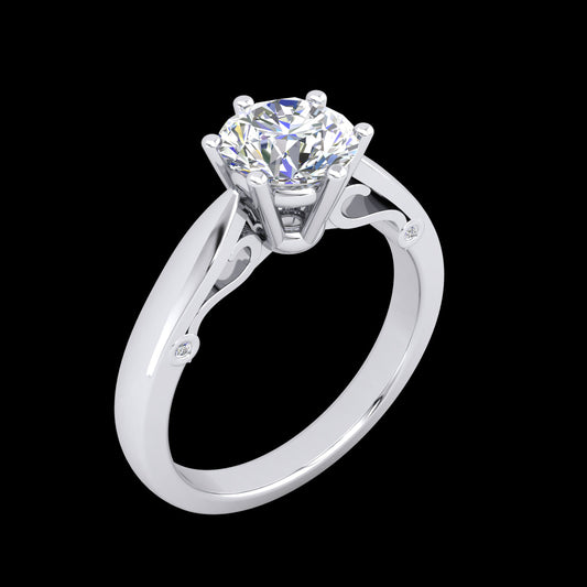 "Ash" YG Cathedral Set Solitare Ring with Peekaboo Stones