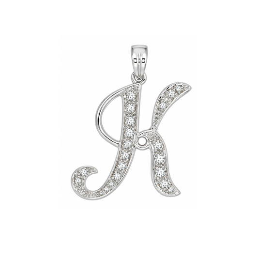 18k WG 0.08ct Diamond Script Letter Pendant (20mm)
